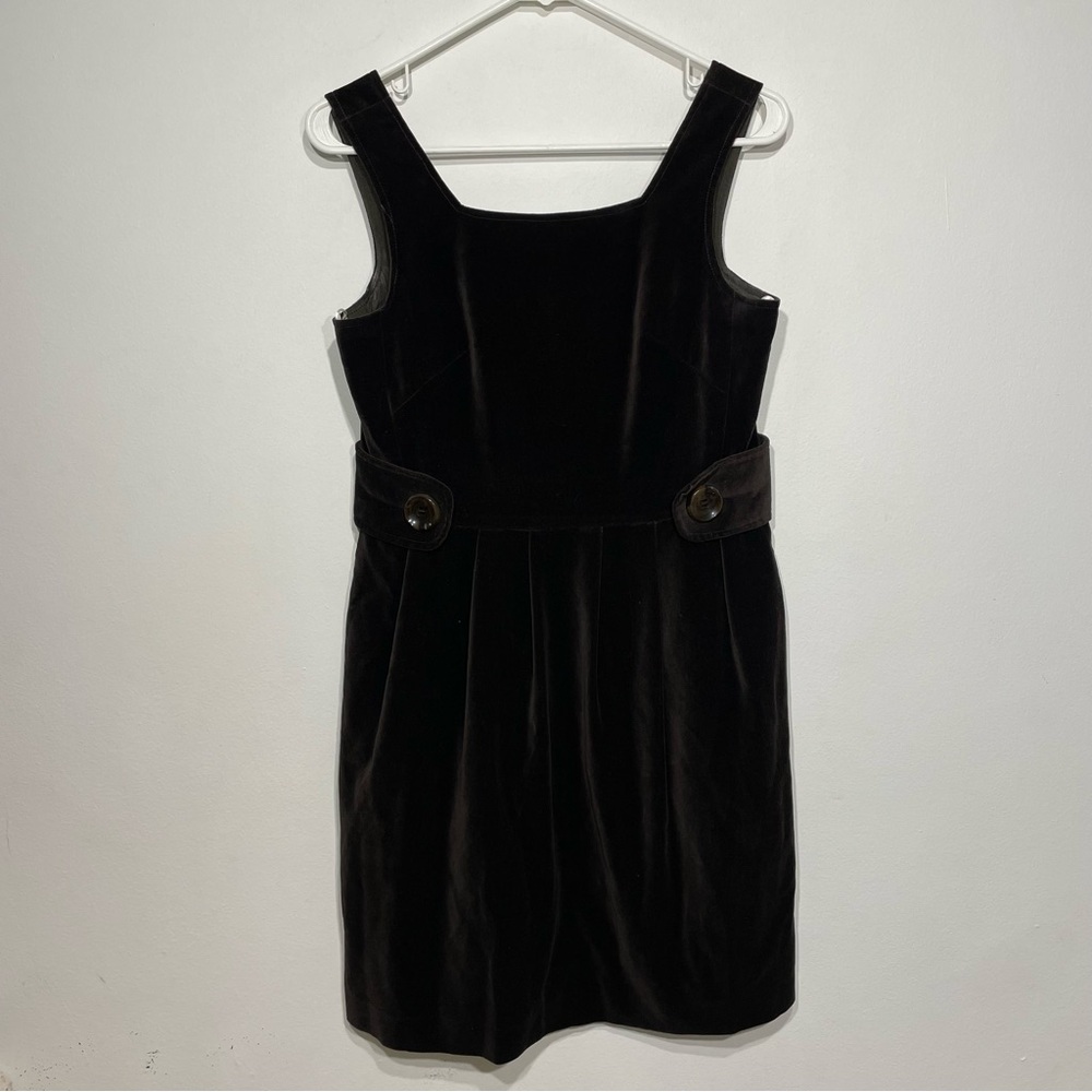 Vera Wang Brown Velour Oversized Pleated Jumper Dress - Size 4